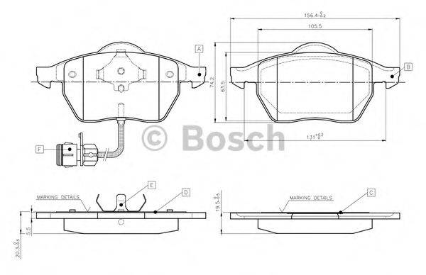 BOSCH 0986TB2213 Комплект тормозных колодок, дисковый тормоз