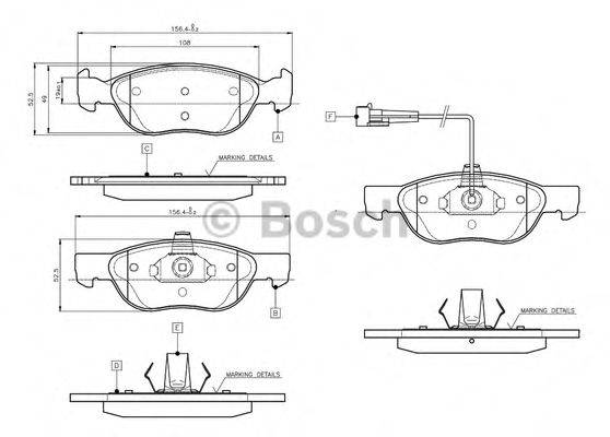 BOSCH 0986TB2282 Комплект тормозных колодок, дисковый тормоз