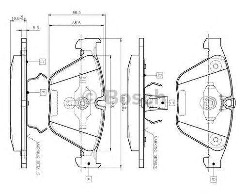 BOSCH 0986TB2413 Комплект тормозных колодок, дисковый тормоз