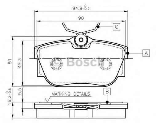 BOSCH 0986TB2813 Комплект тормозных колодок, дисковый тормоз