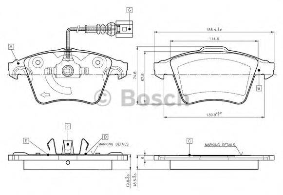 BOSCH 0986TB2864 Комплект тормозных колодок, дисковый тормоз