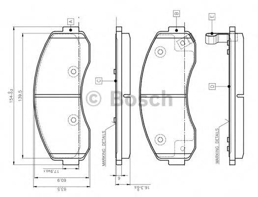 BOSCH 0986TB3045 Комплект тормозных колодок, дисковый тормоз