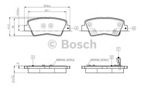 BOSCH 0986TB3102 Комплект тормозных колодок, дисковый тормоз