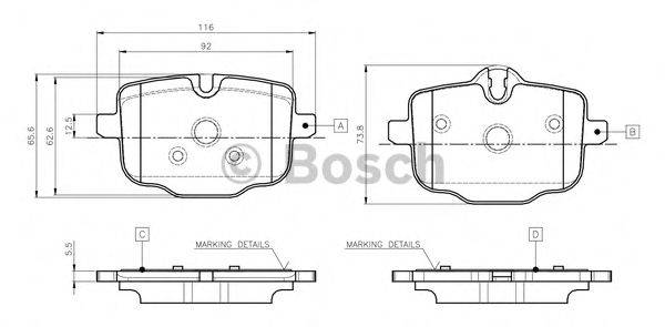 BOSCH 0986TB3135 Комплект тормозных колодок, дисковый тормоз