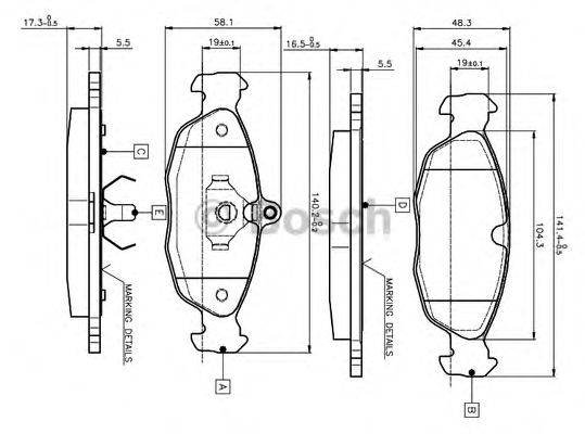 BOSCH 0986TB2021 Комплект тормозных колодок, дисковый тормоз