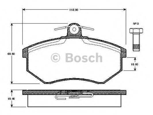 BOSCH 0986TB2070 Комплект тормозных колодок, дисковый тормоз