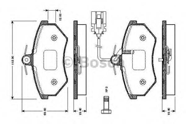 BOSCH 0986TB2072 Комплект тормозных колодок, дисковый тормоз