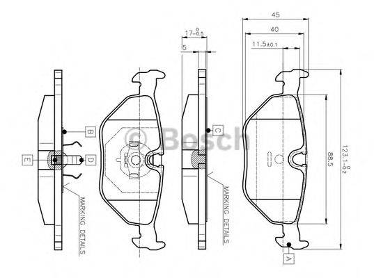 BOSCH 0986TB2143 Комплект тормозных колодок, дисковый тормоз