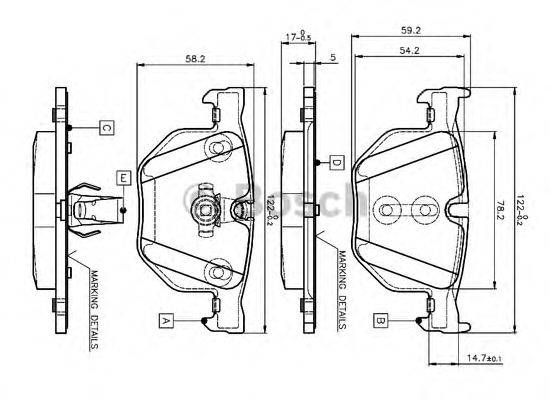 BOSCH 0986TB2207 Комплект тормозных колодок, дисковый тормоз