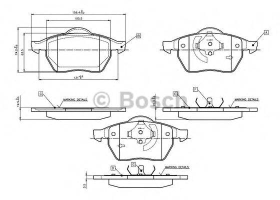 BOSCH 0986TB2212 Комплект тормозных колодок, дисковый тормоз