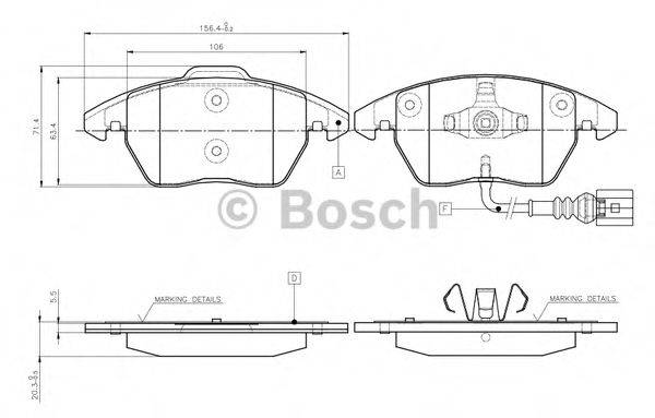 BOSCH 0986TB2457 Комплект тормозных колодок, дисковый тормоз