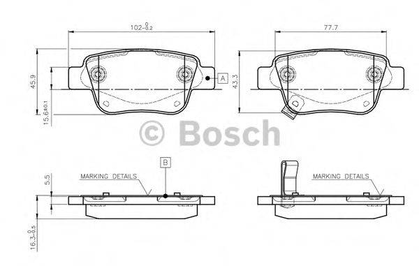 BOSCH 0986TB2464 Комплект тормозных колодок, дисковый тормоз