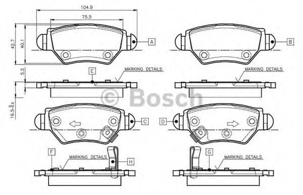 BOSCH 0986TB2777 Комплект тормозных колодок, дисковый тормоз