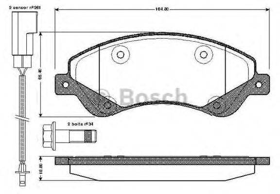 BOSCH 0986TB2952 Комплект тормозных колодок, дисковый тормоз