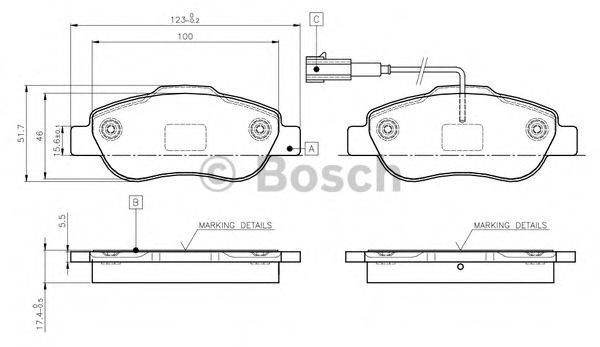 BOSCH 0986TB3030 Комплект тормозных колодок, дисковый тормоз