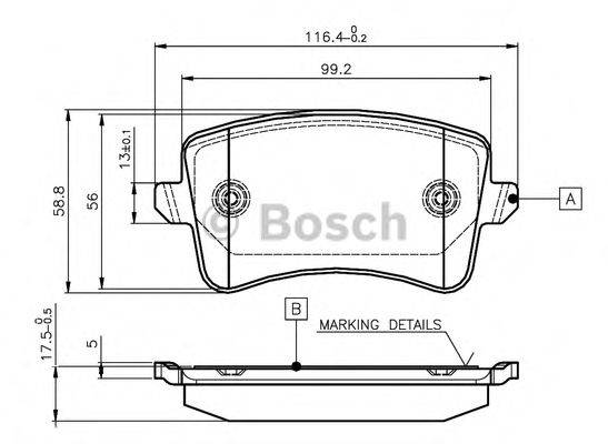 BOSCH 0986TB3123 Комплект тормозных колодок, дисковый тормоз