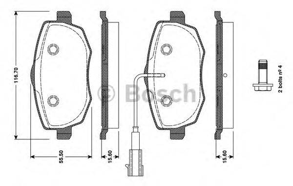 BOSCH 0986TB3129 Комплект тормозных колодок, дисковый тормоз