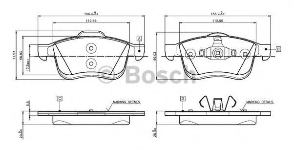 BOSCH 0986TB3133 Комплект тормозных колодок, дисковый тормоз