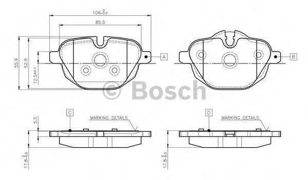 BOSCH 0986TB3139 Комплект тормозных колодок, дисковый тормоз