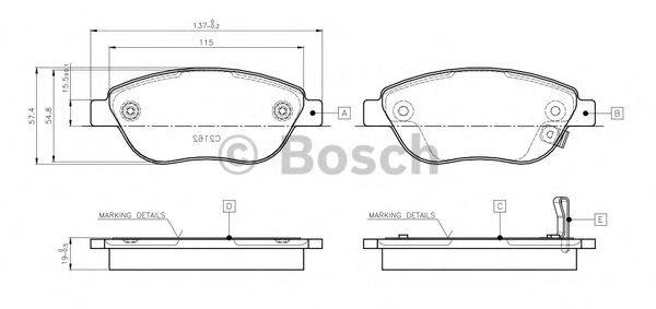 BOSCH 0986TB3141 Комплект тормозных колодок, дисковый тормоз