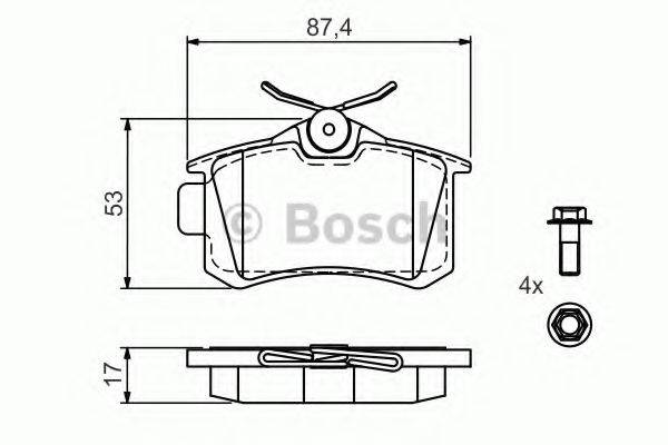 BOSCH 0986494515 Комплект тормозных колодок, дисковый тормоз