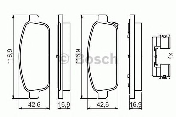 BOSCH 0986494666 Комплект тормозных колодок, дисковый тормоз