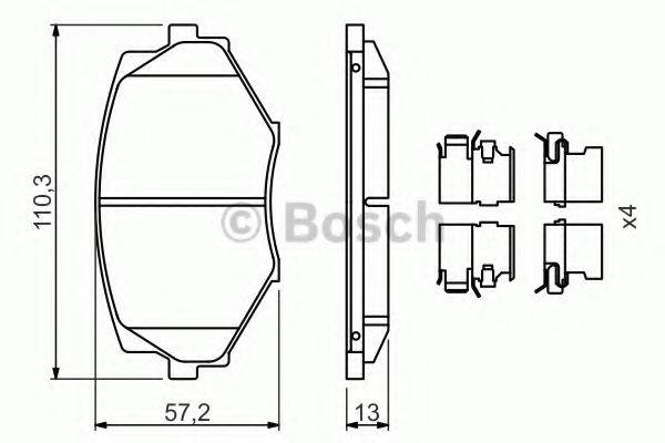 BOSCH 0986494655 Комплект тормозных колодок, дисковый тормоз