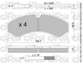 CIFAM 8222124K Комплект тормозных колодок, дисковый тормоз