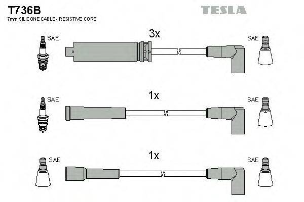 TESLA T736B Комплект проводов зажигания