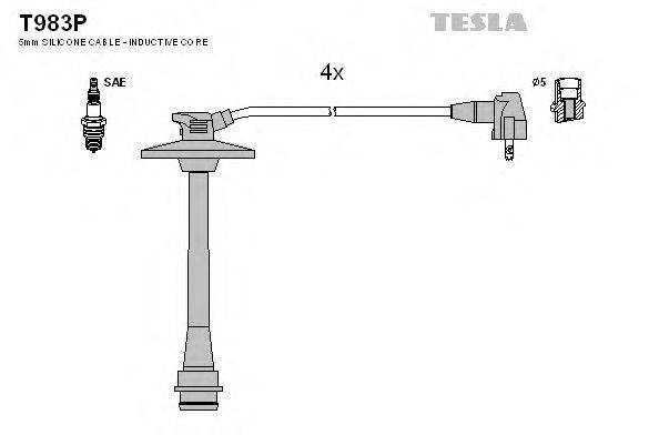 TESLA T983P Комплект проводов зажигания