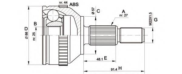 OPEN PARTS CVJ520010 Шарнирный комплект, приводной вал