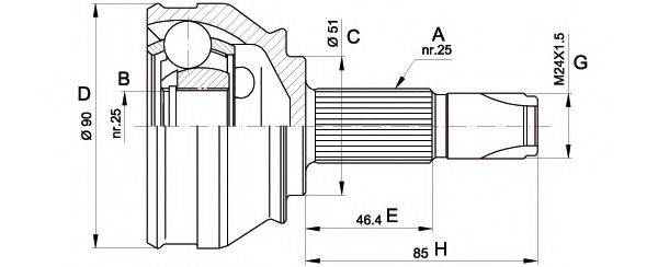 OPEN PARTS CVJ525210 Шарнирный комплект, приводной вал