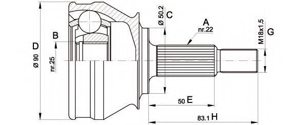 OPEN PARTS CVJ535610 Шарнирный комплект, приводной вал