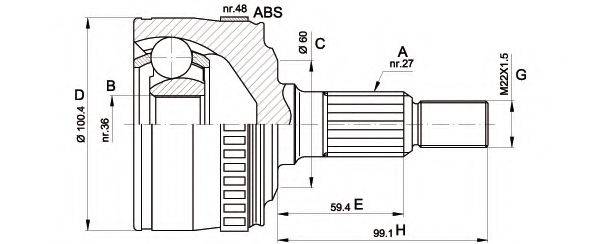 OPEN PARTS CVJ536010 Шарнирный комплект, приводной вал