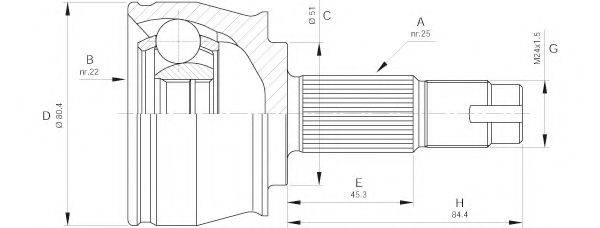 OPEN PARTS CVJ538310 Шарнирный комплект, приводной вал