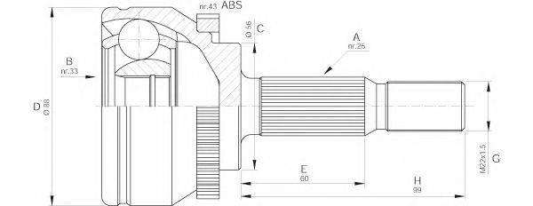 OPEN PARTS CVJ557410 Шарнирный комплект, приводной вал