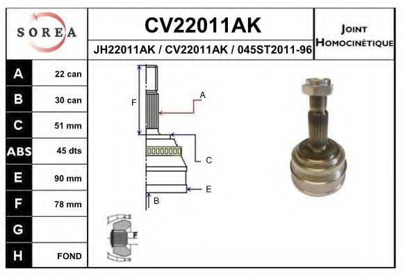 EAI CV22011AK Шарнирный комплект, приводной вал