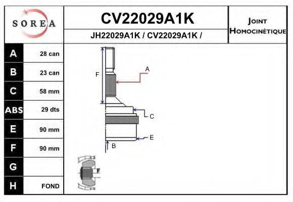 EAI CV22029A1K Шарнирный комплект, приводной вал