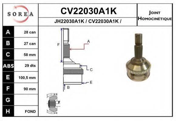 EAI CV22030A1K Шарнирный комплект, приводной вал