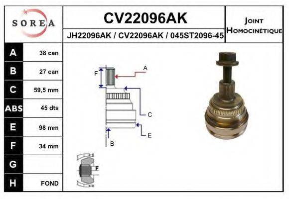 EAI CV22096AK Шарнирный комплект, приводной вал