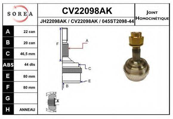 EAI CV22098AK Шарнирный комплект, приводной вал