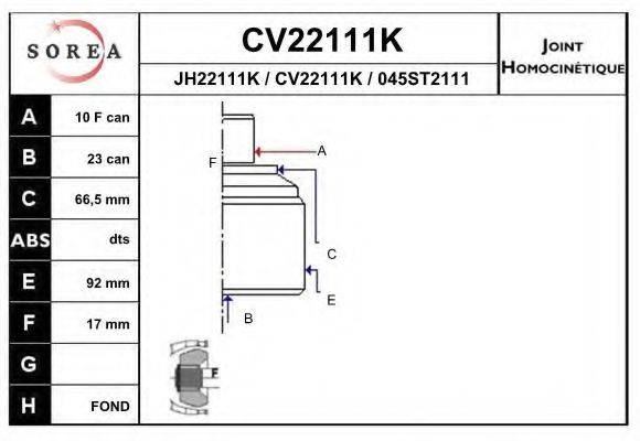 EAI CV22111K Шарнирный комплект, приводной вал
