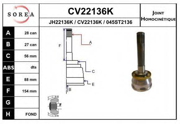EAI CV22136K Шарнирный комплект, приводной вал