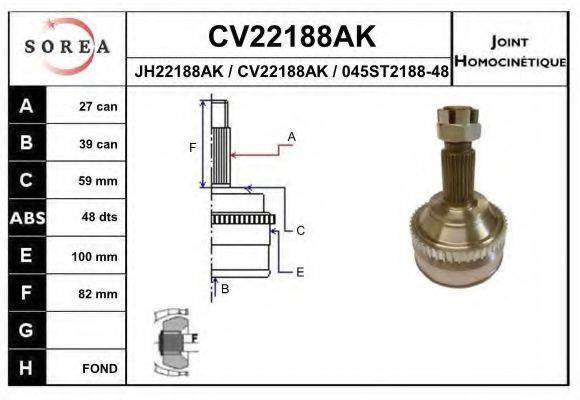 EAI CV22188AK Шарнирный комплект, приводной вал