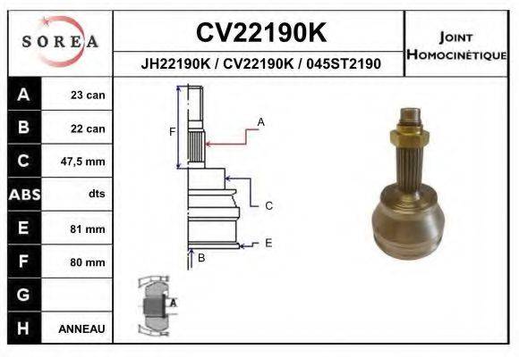 EAI CV22190K Шарнирный комплект, приводной вал