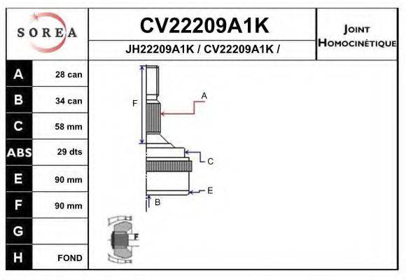 EAI CV22209A1K Шарнирный комплект, приводной вал