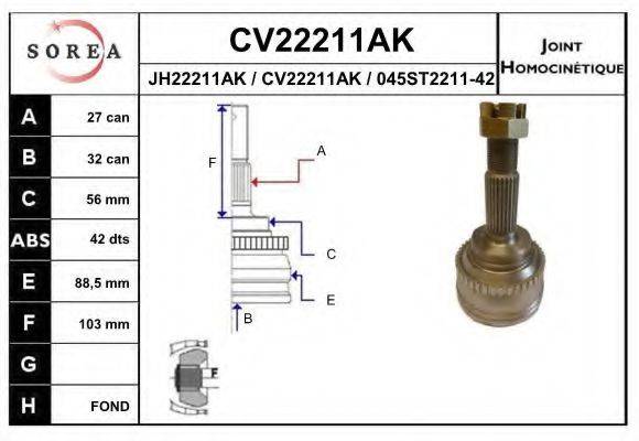 EAI CV22211AK Шарнирный комплект, приводной вал