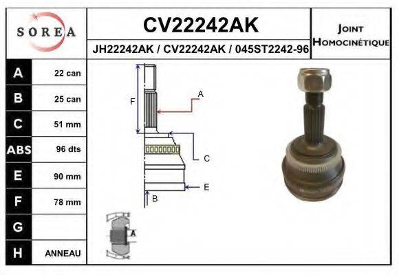 EAI CV22242AK Шарнирный комплект, приводной вал