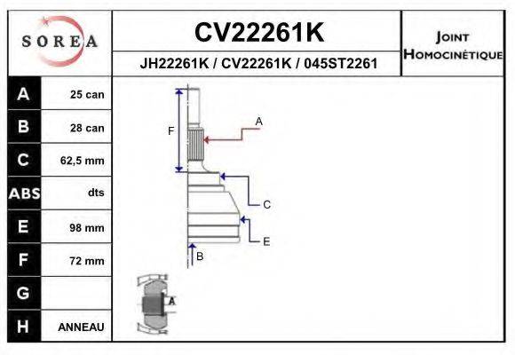 EAI CV22261K Шарнирный комплект, приводной вал
