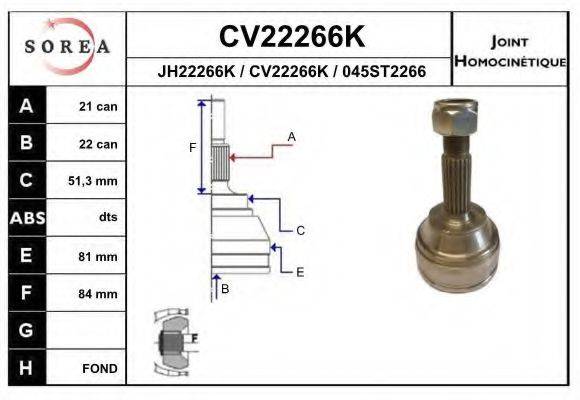 EAI CV22266K Шарнирный комплект, приводной вал